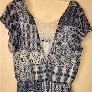Blue & White Tribal Mini Dress